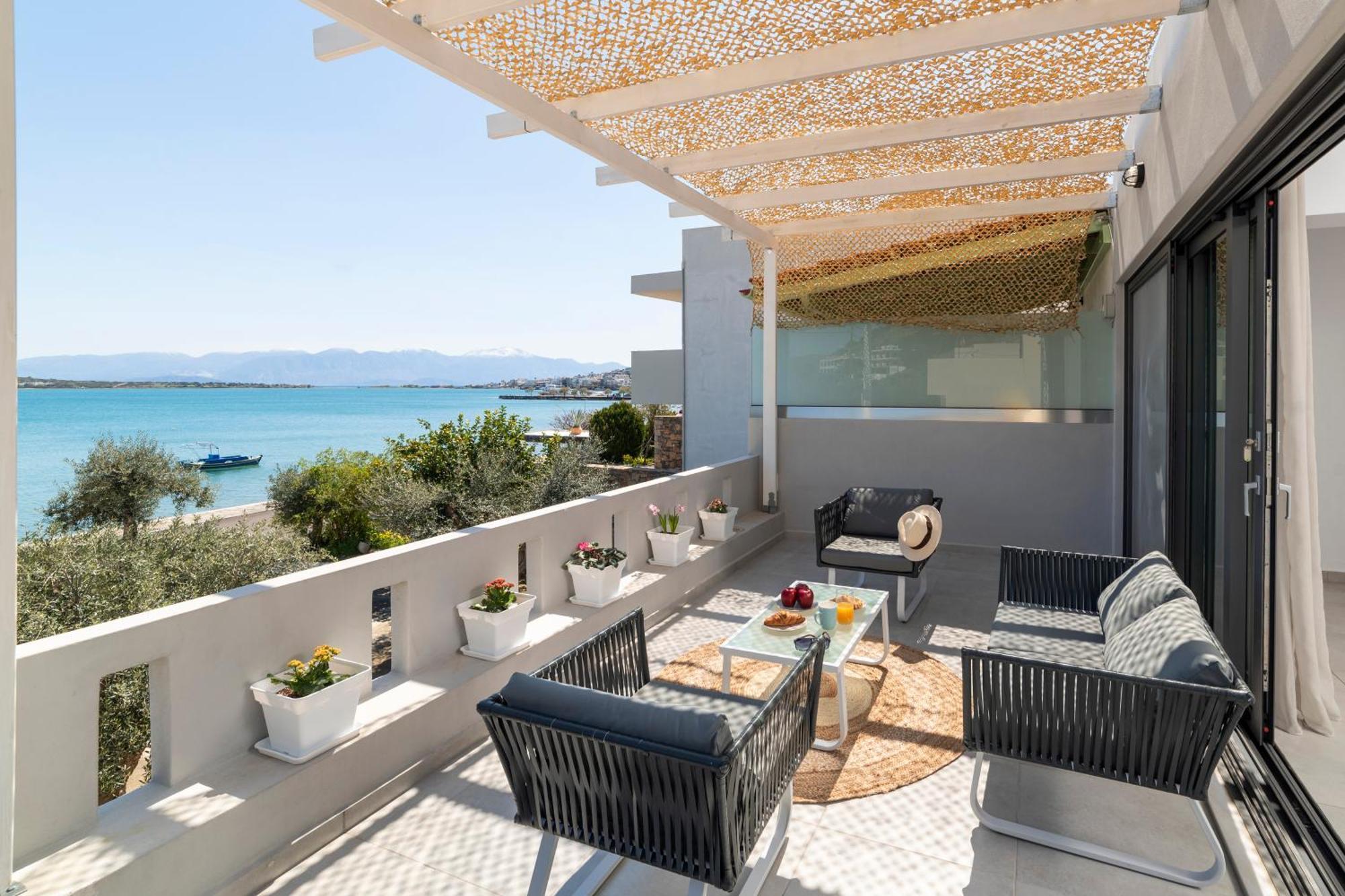 Beachfront Luxury Villa With Stunning Views With Parking Epano Elounda Exterior photo